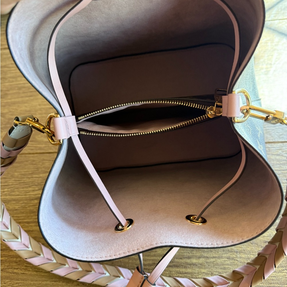 Louis Vuitton Monogram Drawstring Bucket Bag in Brown with Pink Trim - Picture 4 of 10